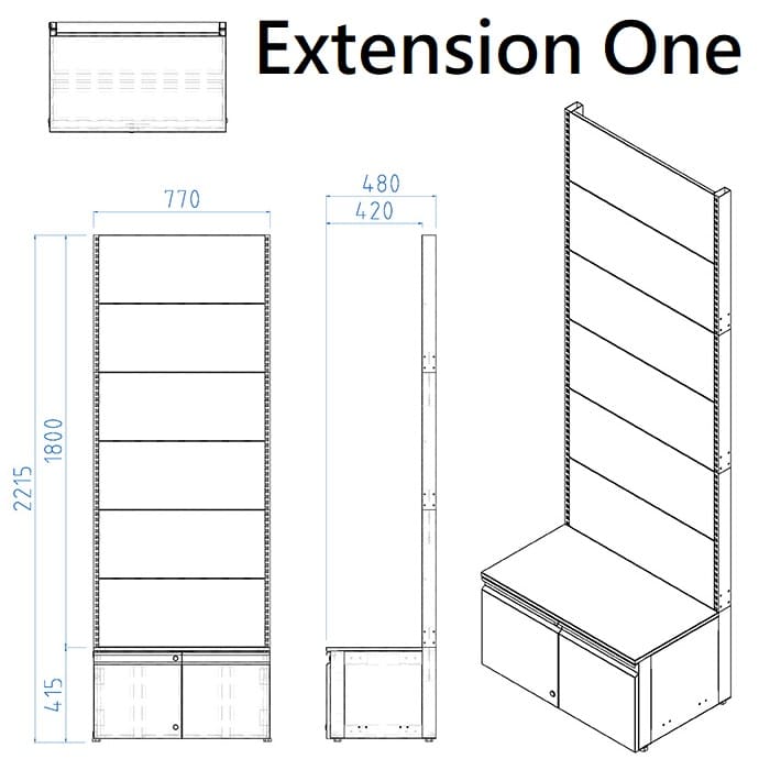 Extension One Blueprint Specification: W770 x D480 x H2215 mm