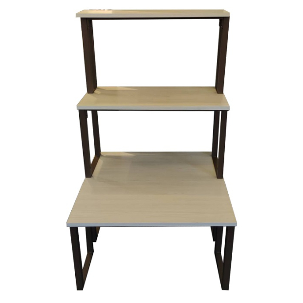 Set of 4 Brown and Wood Rectangular Stacking Display Tables  _1_.jpg