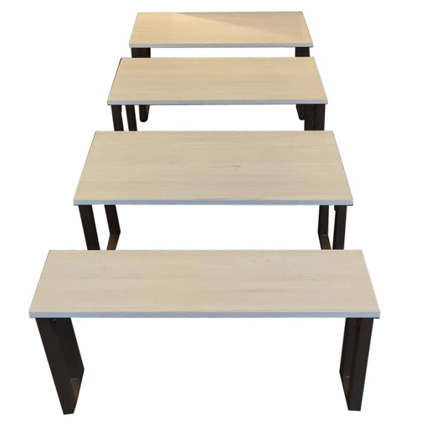 Set of 4 Brown and Wood Rectangular Stacking Display Tables  _2_.jpg