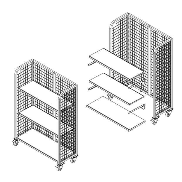 Foldable Gridwall Panel Display Rack with Shelves and Castors _3_.jpg